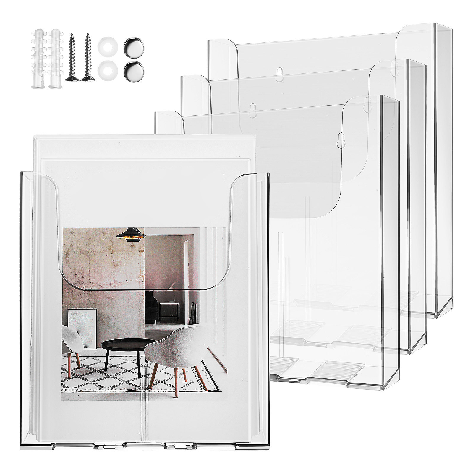 Document Holder Stand - 4Pcs Acrylic Wall Mounted Document Holder