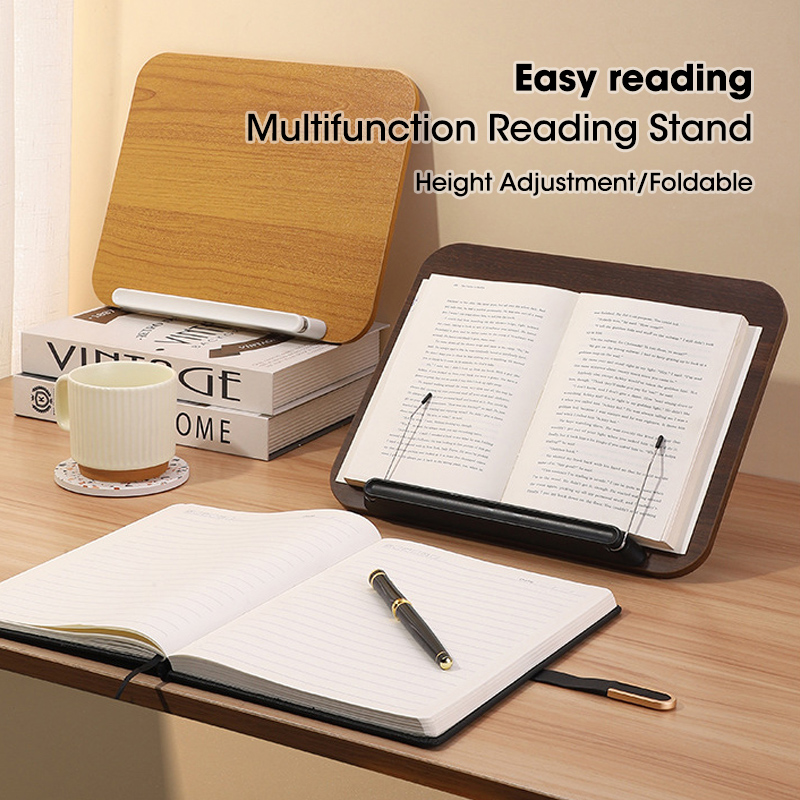 Document Holder Stand - Wooden Book Stand Height Adjustment,Foldable Reading