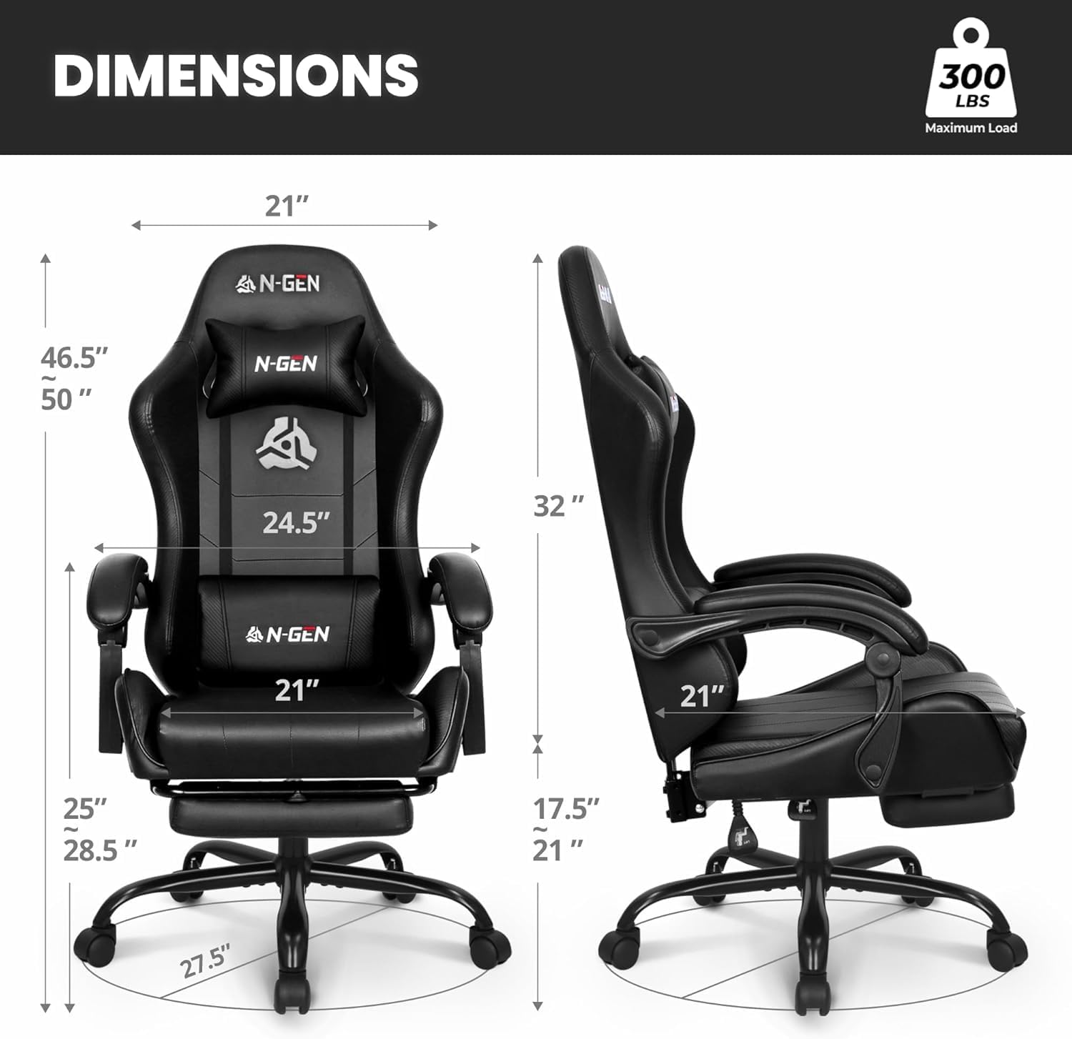 Gaming Chair with Footrest Lum - Ergonomic Office Chair ulasan dan harga