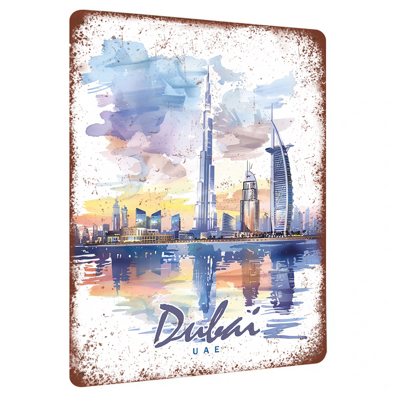 Dubai Skyline Watercolor Metal - Home Office Dubai ulasan dan harga