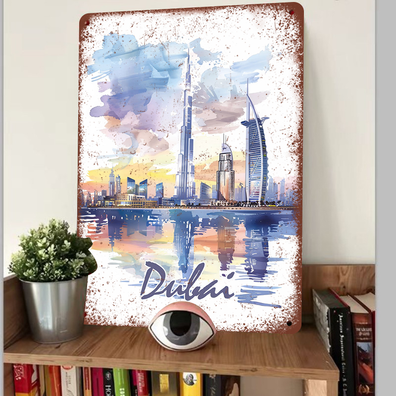 Dubai Skyline Watercolor Metal - Home Office Dubai ulasan dan harga