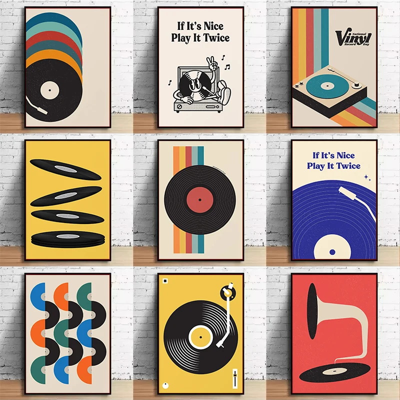 Mid Century Vinyl Record Canva - Home Office Or ulasan dan harga