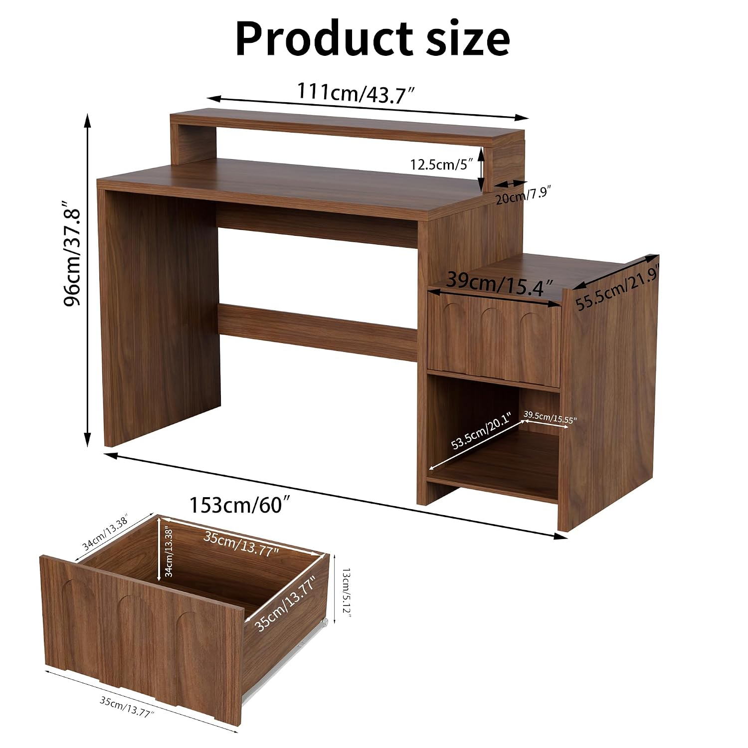 60 Inch Executive Desk with Dr - Home Office Work Table ulasan dan harga