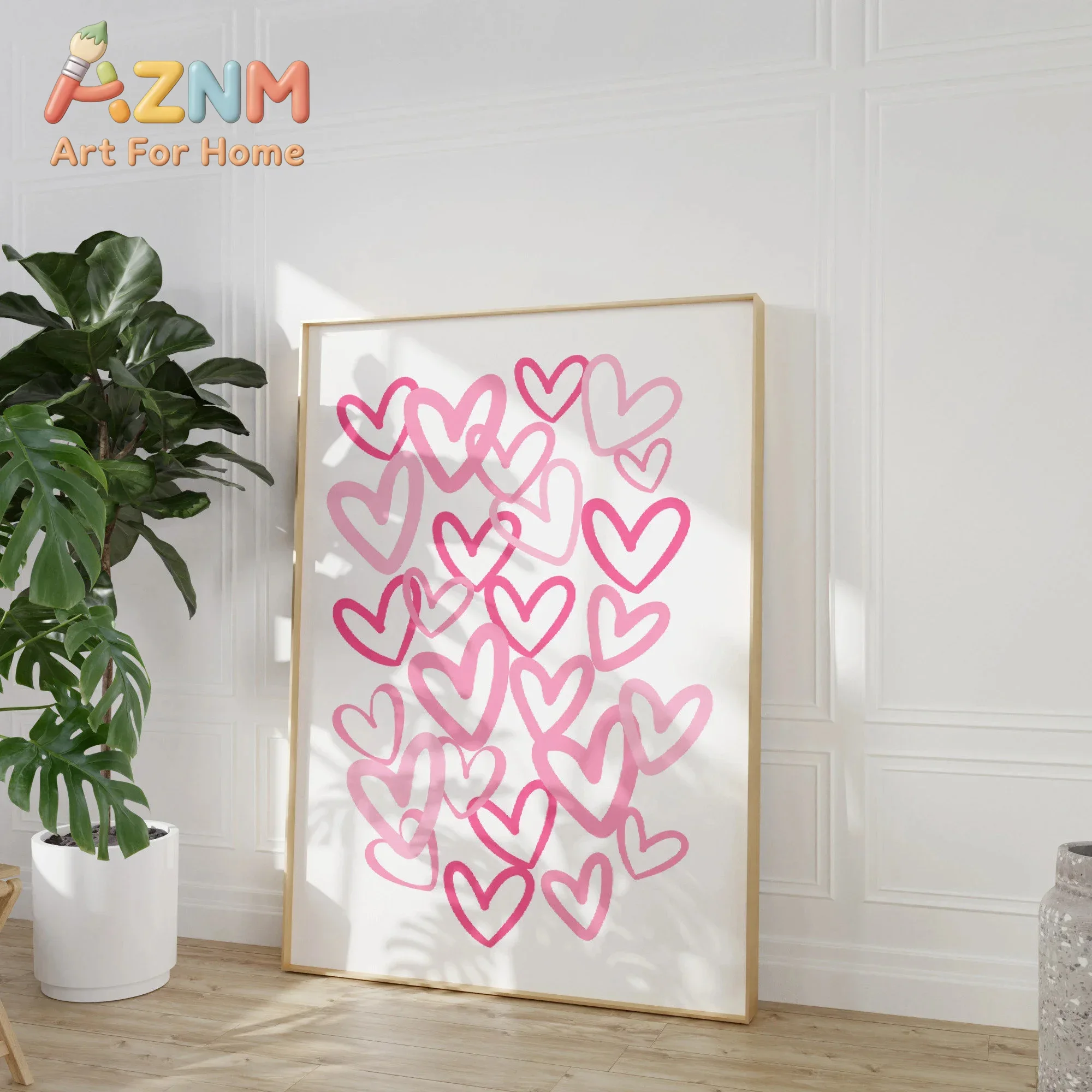 Chic Pink Love Hearts Canvas A - Home Office Room Inspiration ulasan dan harga