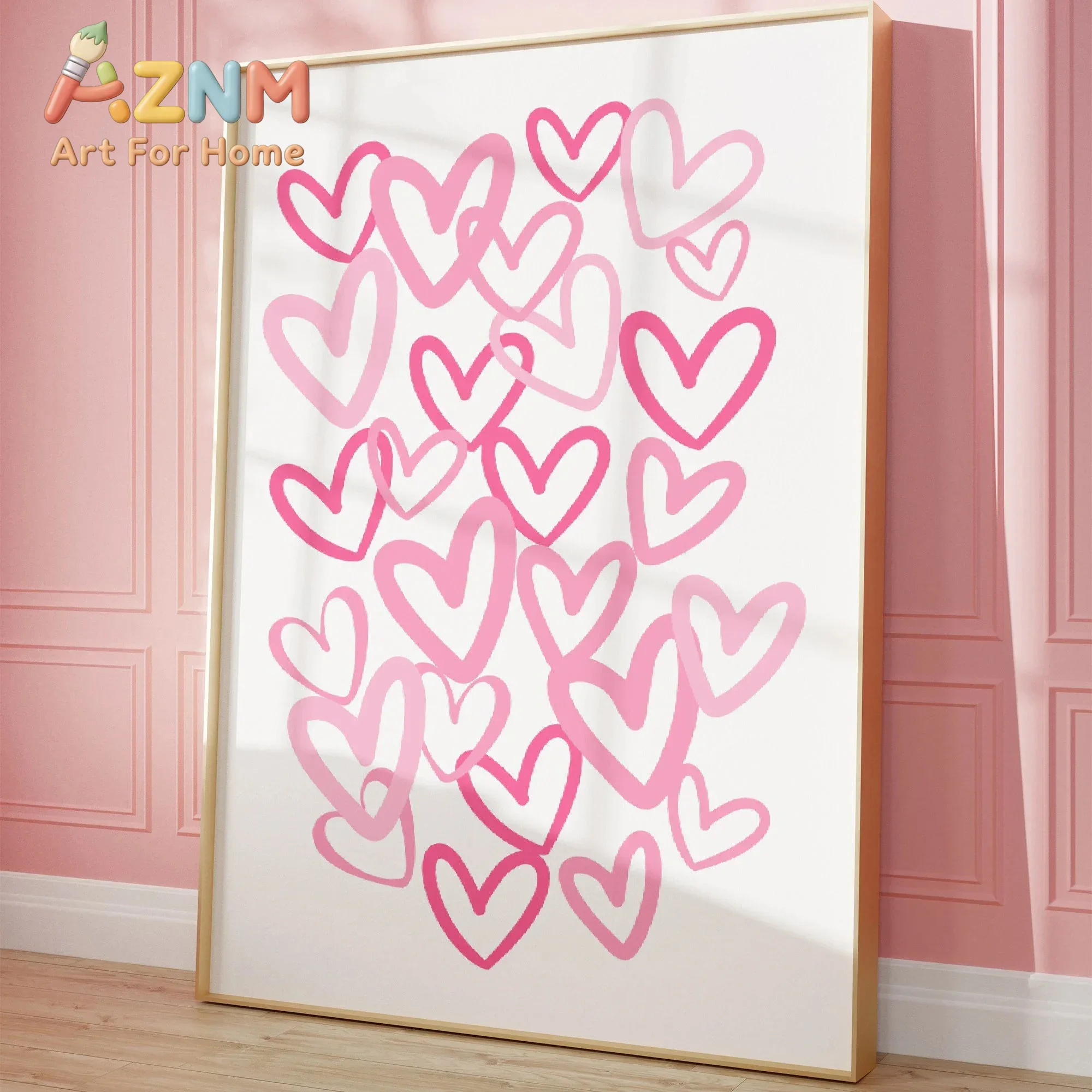 Chic Pink Love Hearts Canvas A - Home Office Room Inspiration ulasan dan harga