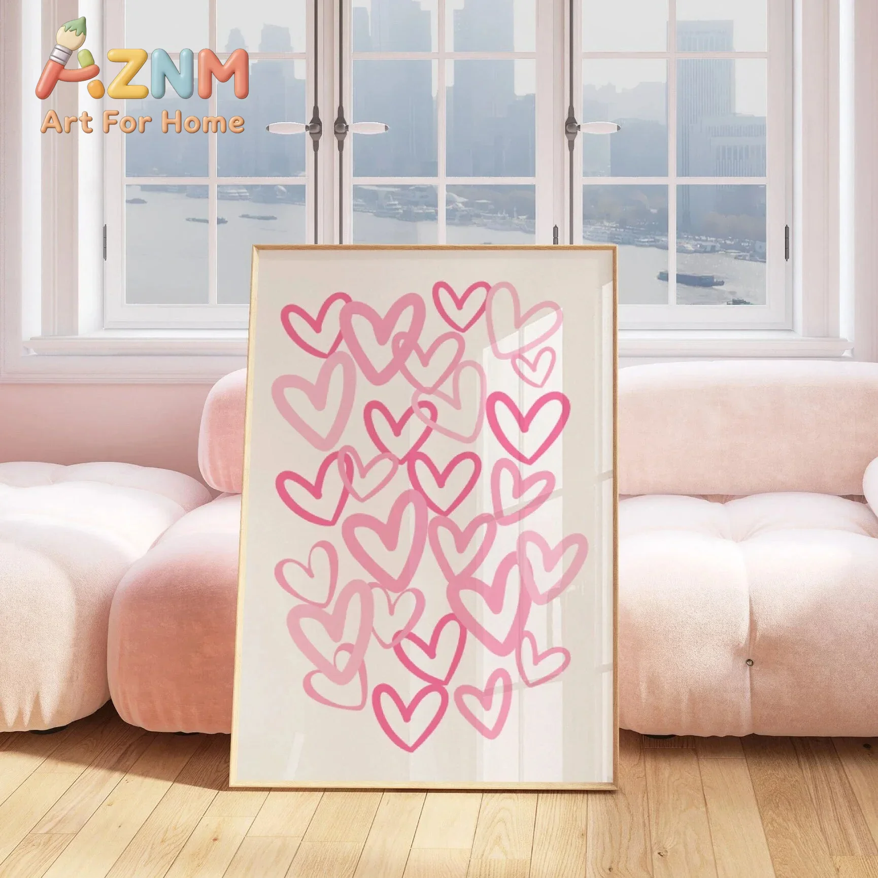 Chic Pink Love Hearts Canvas A - Home Office Room Inspiration ulasan dan harga
